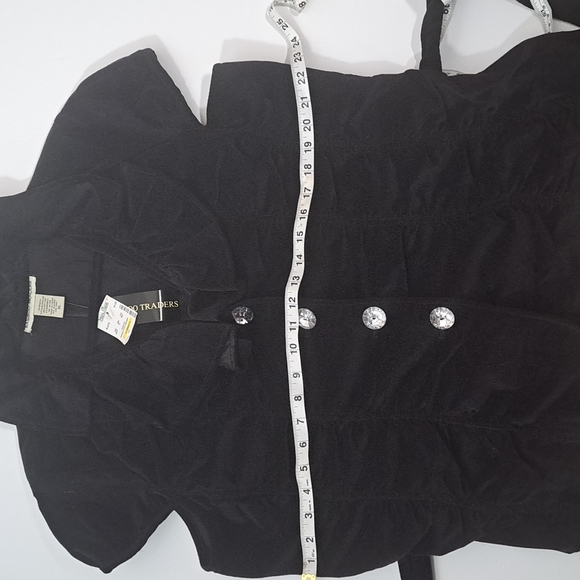 Black Sleeveless Velveteen Style Rhinestones Buttons Top XL by Bamboo Traders - Picture 5 of 5